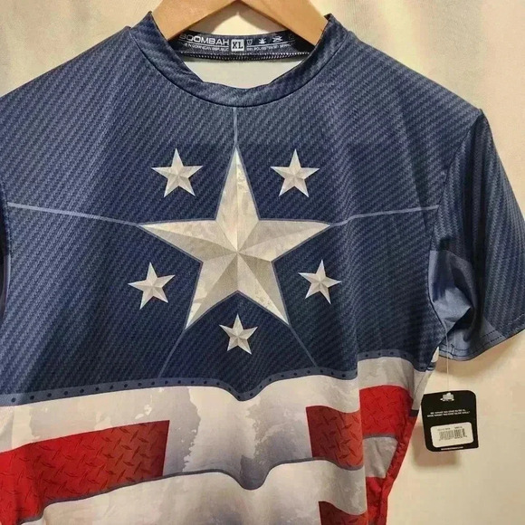 Boombah Youth Size XL Captain America Style Shirt Blue,‎ Red, and White Fitted - Picture 2 of 6